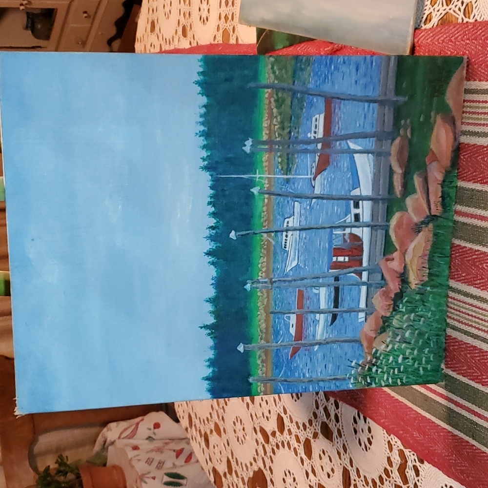 💥SOLD💥Authentic acrylic painting,coastle scene - Picture 2 of 16